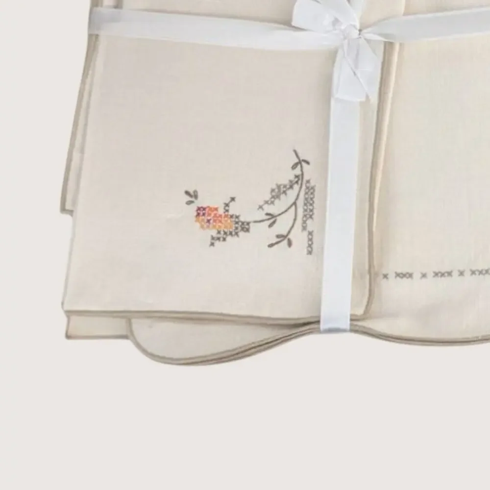 1960s Bucilla Linen Cross Stitch Placemat Set